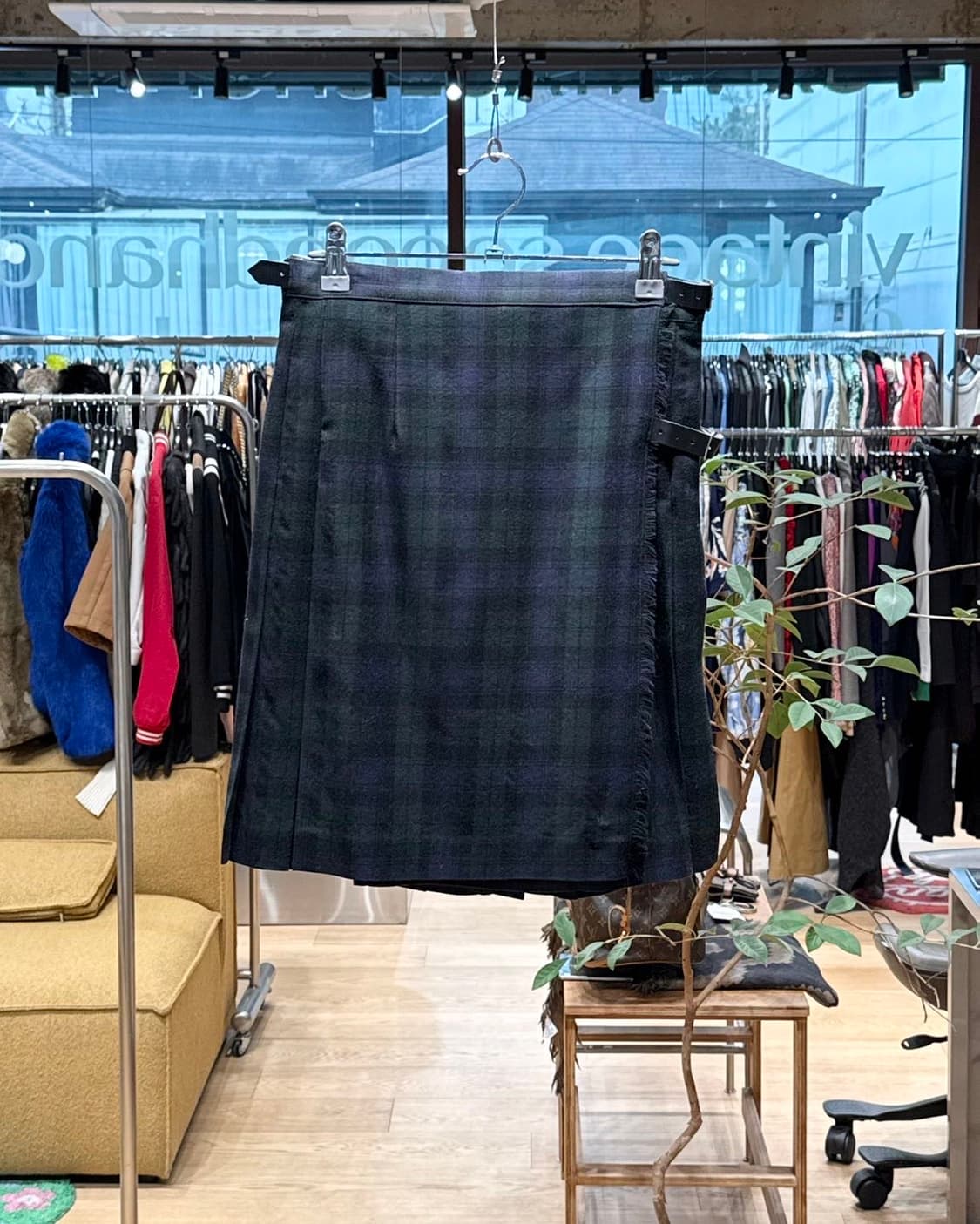 로라 애슐리 체크 버클 랩 미디스커트  상품이미지1