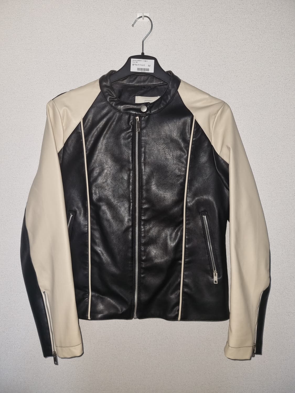 라퍼지 포 우먼 버핑레더 시니컬 레이싱 자켓 Black&Ivory M 상품이미지1