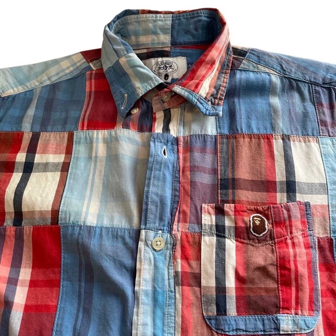 2015 BAPE 베이프 마드라스 체크 패치워크 셔츠 상품이미지3