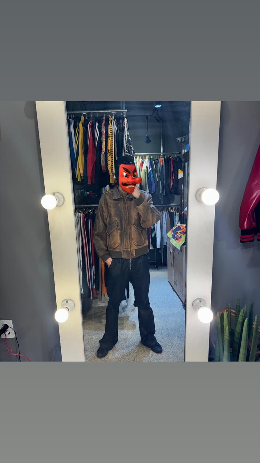 Wear me out브라운 가죽 봄버 자켓 상품이미지1