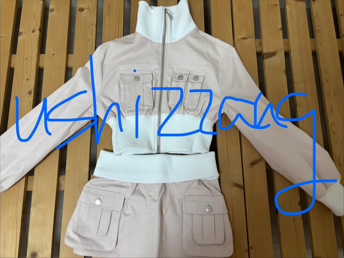 드라이로즈 립 포켓 자켓 스커트 핑크 세트 상품이미지2