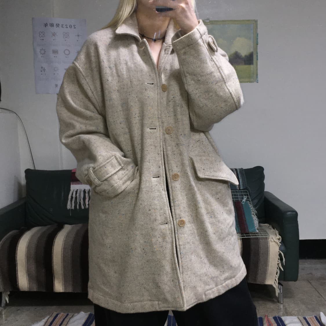 투티/0338 FENCE BUSTER JPN 빈티지 코트 화이트 베이지 상품이미지2