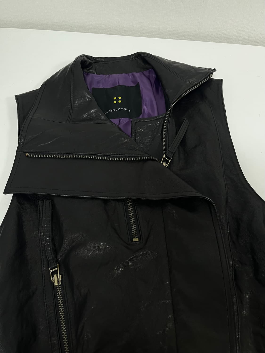 [m] 코데즈컴바인 양가죽 하이넥 셰도우 집 베스트 상품이미지6