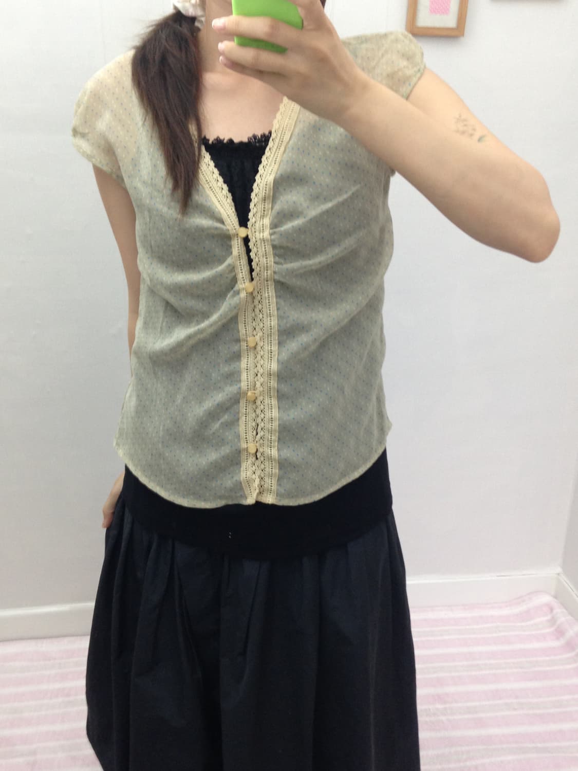 블랙 레이스 슬리브리스 상품이미지3