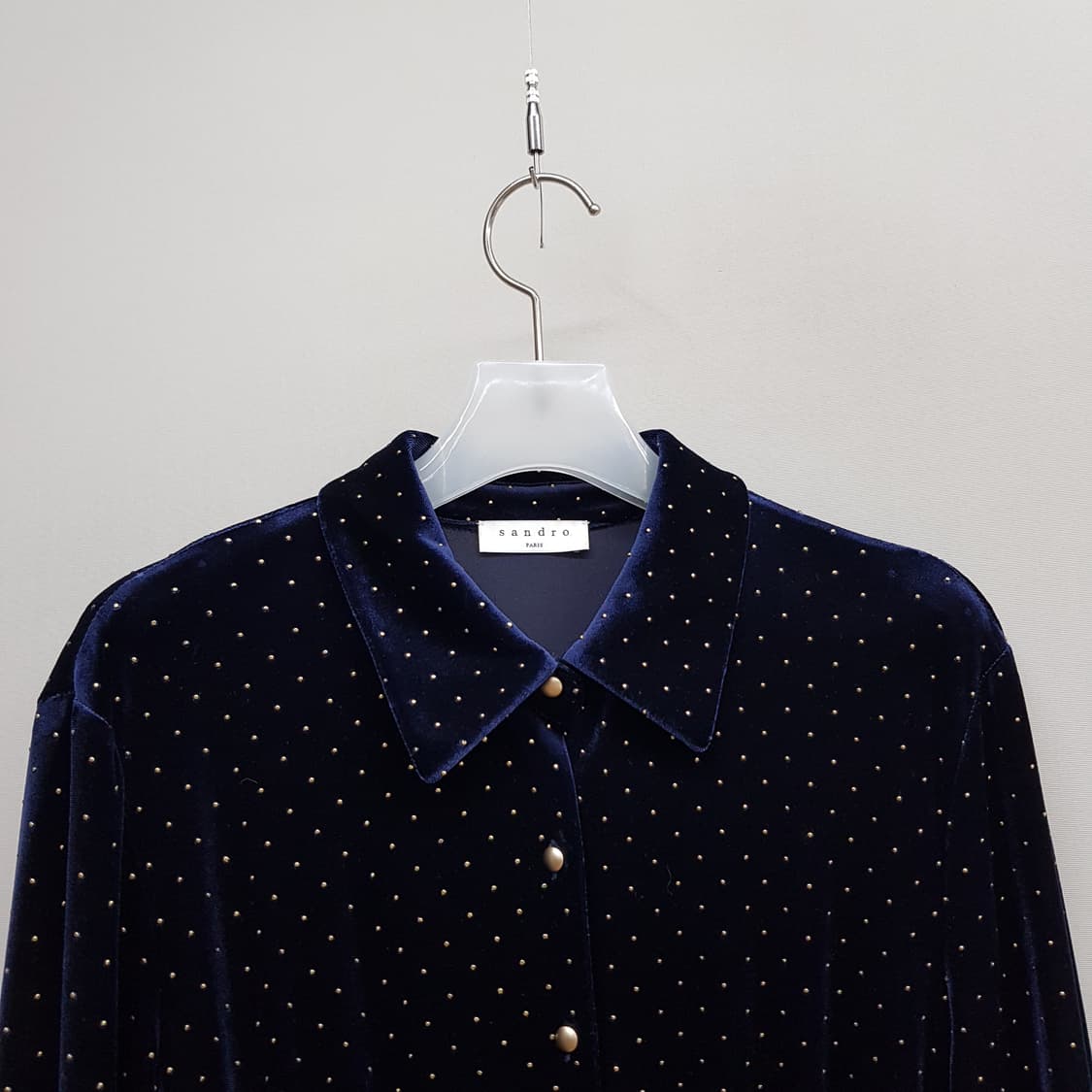 산드로 SANDRO 벨벳 도트  롱원피스 38사이즈 상품이미지3