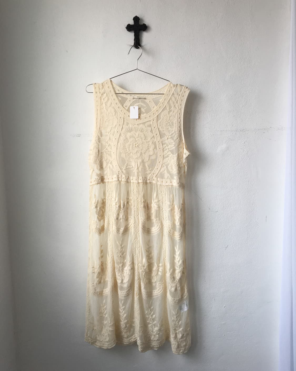 Ornament pattern point lace sleeveless o 상품이미지2