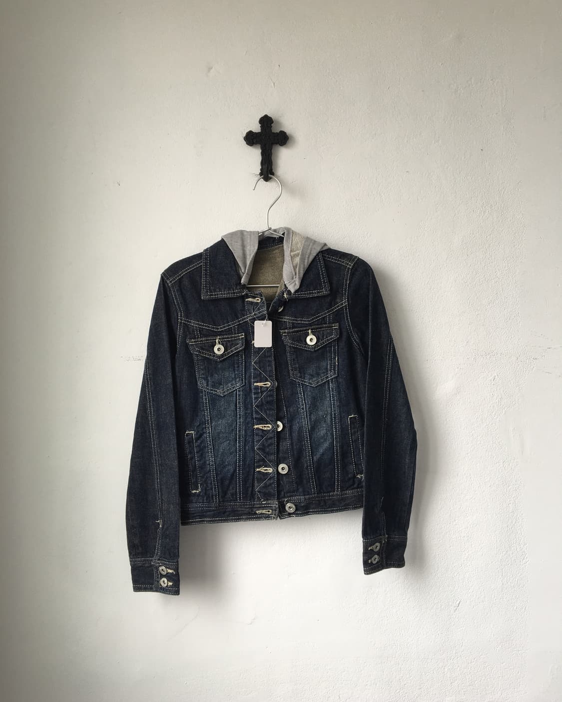 Hood layered stitch point denim jacket 상품이미지2