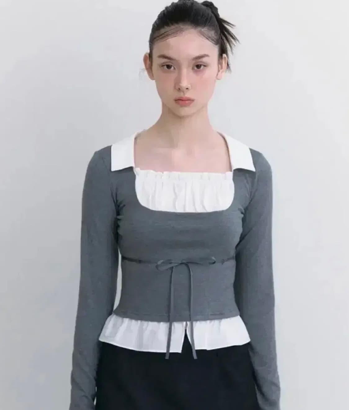 낫유어로즈 클레어 탑 차콜 상품이미지1