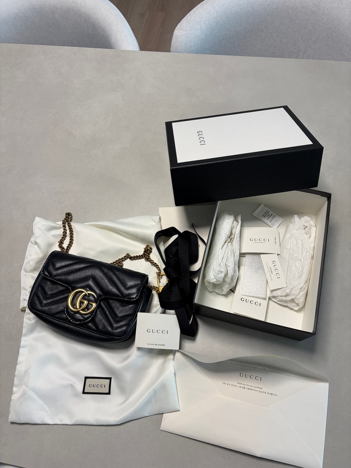 공홈 구매 정품 / 구찌 마틀라세 미니 체인백 블랙 상품이미지1