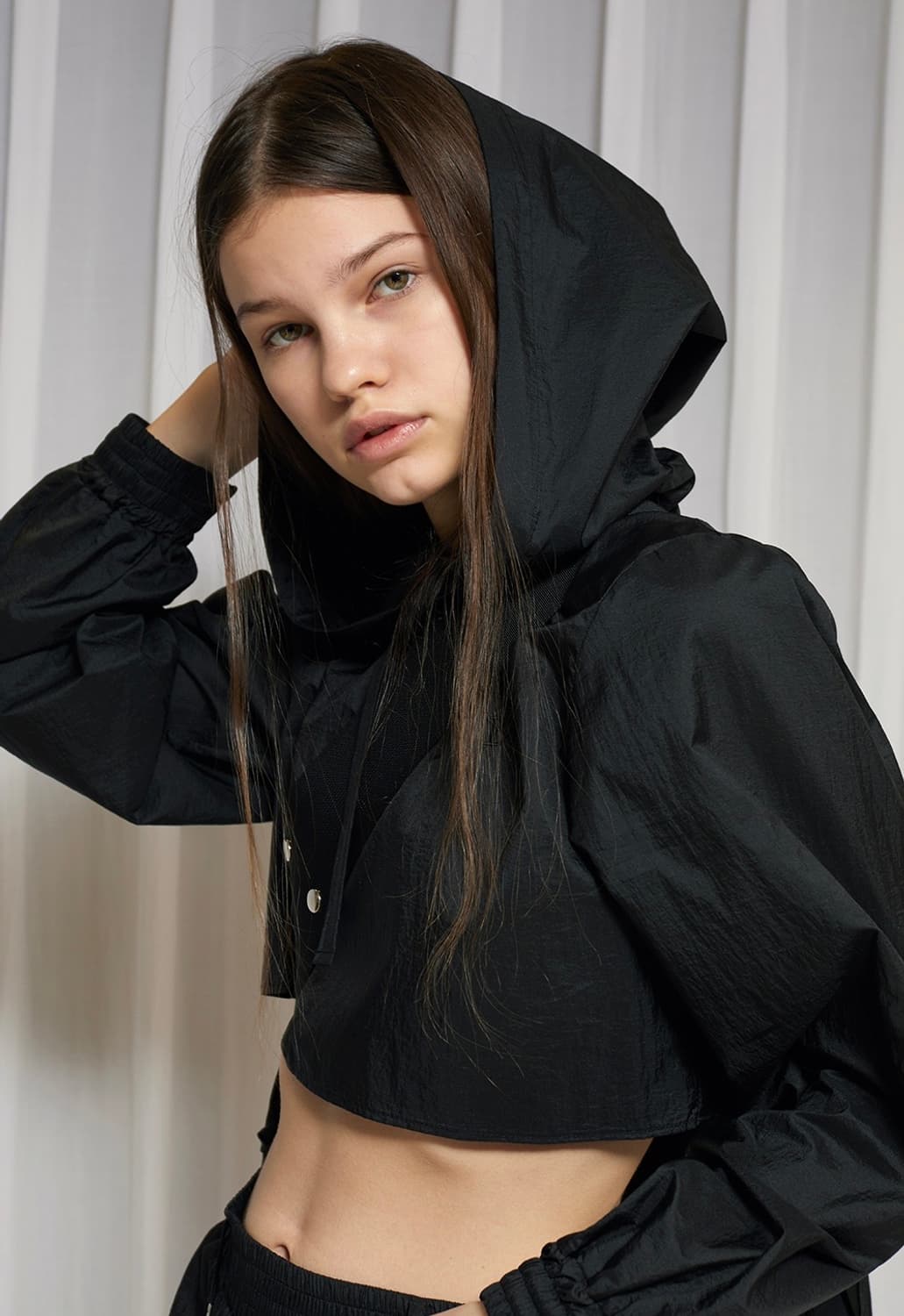 Summer Nylon Crop hood (Black) 상품이미지6
