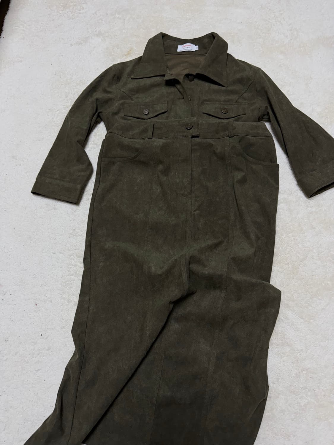 루루서울 스웨이드 점프수트 카키 스몰 숏 상품이미지3