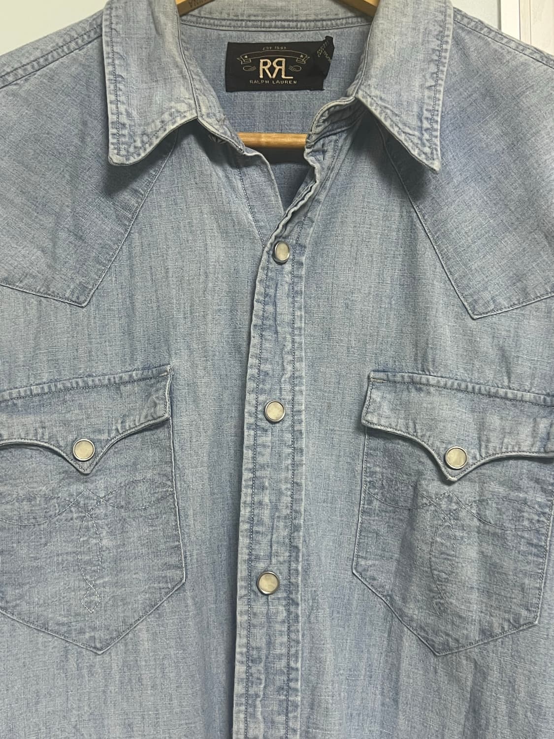 RRL 슬림 샴브레이 웨스턴 셔츠 상품이미지8