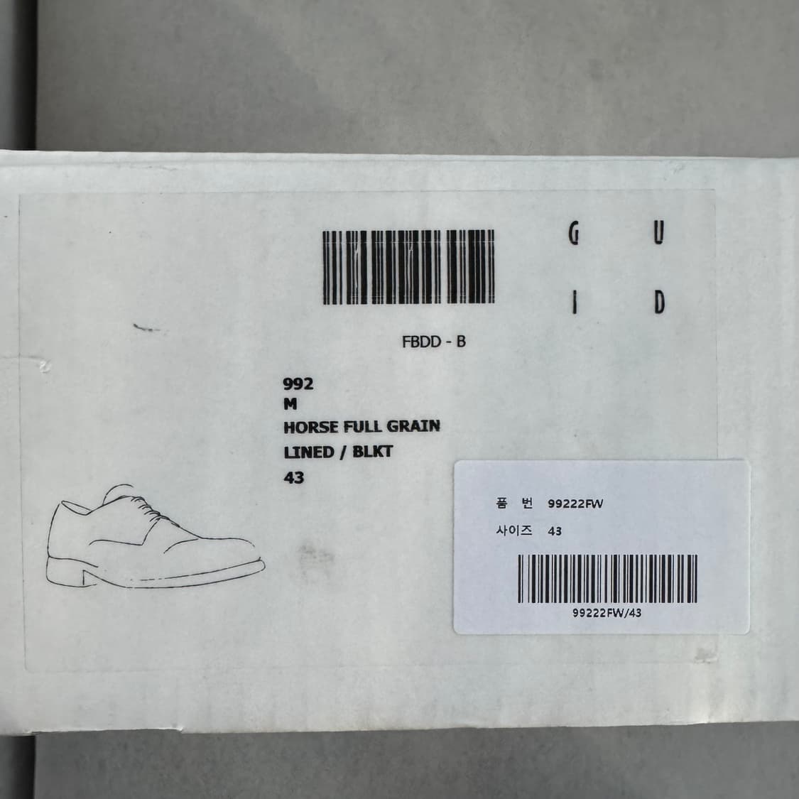 구이디 992 홀스 풀 그레인 레더 더비 블랙  상품이미지10