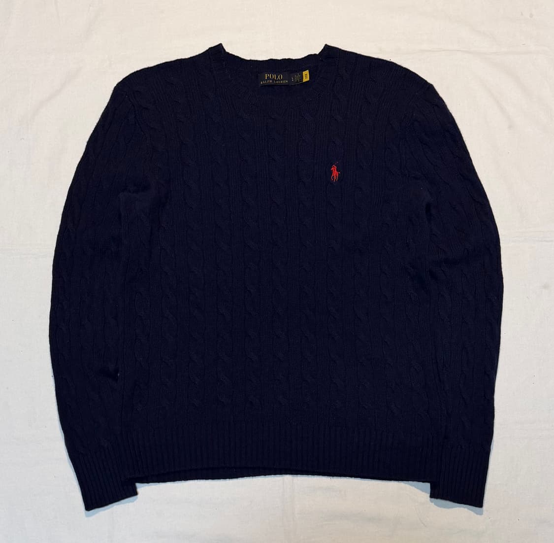 폴로 랄프로렌 캐시미어 울 꽈배기 케이블 니트 네이비 상품이미지1