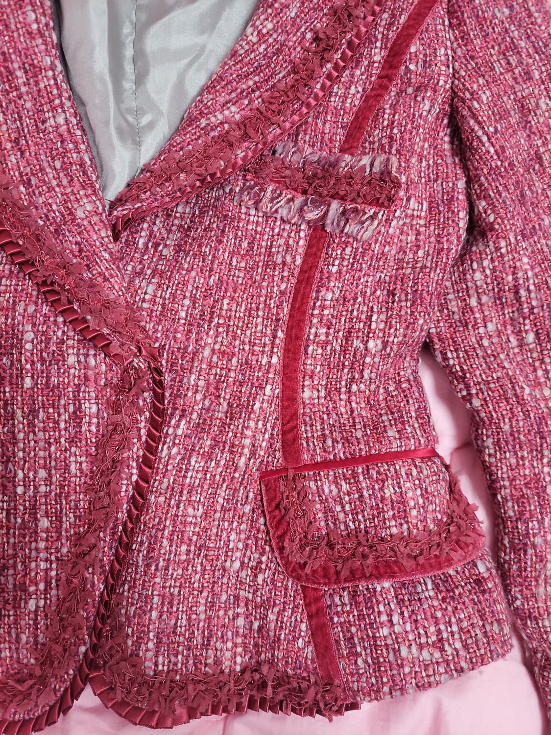 급처상태좋음!O2nd 오즈세컨 샤넬느낌 리본 트위드자켓 매장가43만8천원 상품이미지4