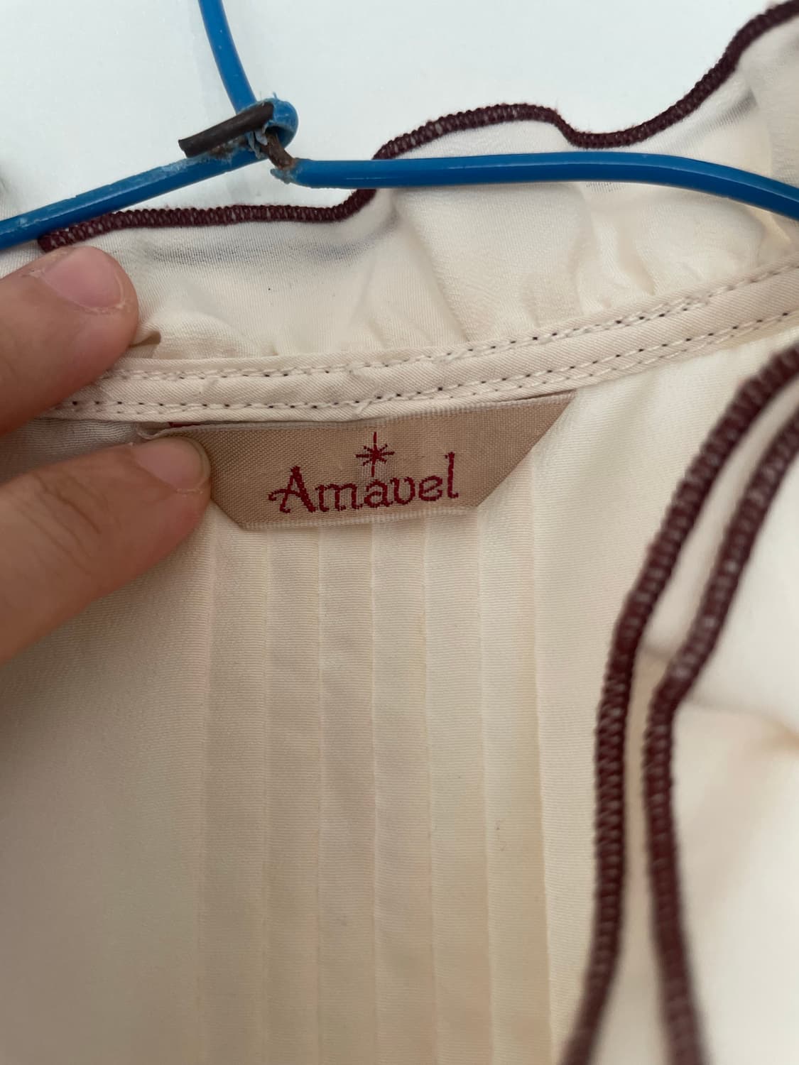 빈티지 모리걸 로리타 프릴 장식 아이보리 블라우스 브라운 상품이미지3