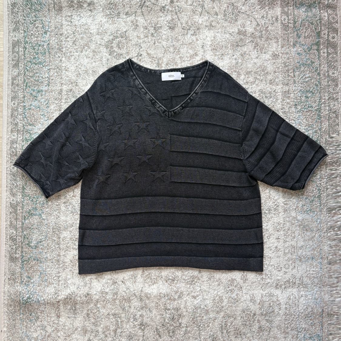 Washed US Flag Knit Tee 상품이미지1