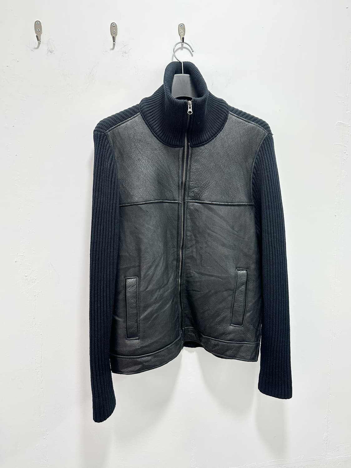 ZARA MAN genuine leather fur knit zip up 상품이미지3