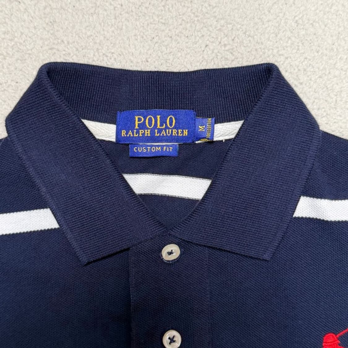 폴로 랄프로렌 빅포니 스트라이프 PK 카라 티셔츠 네이비 M 상품이미지5