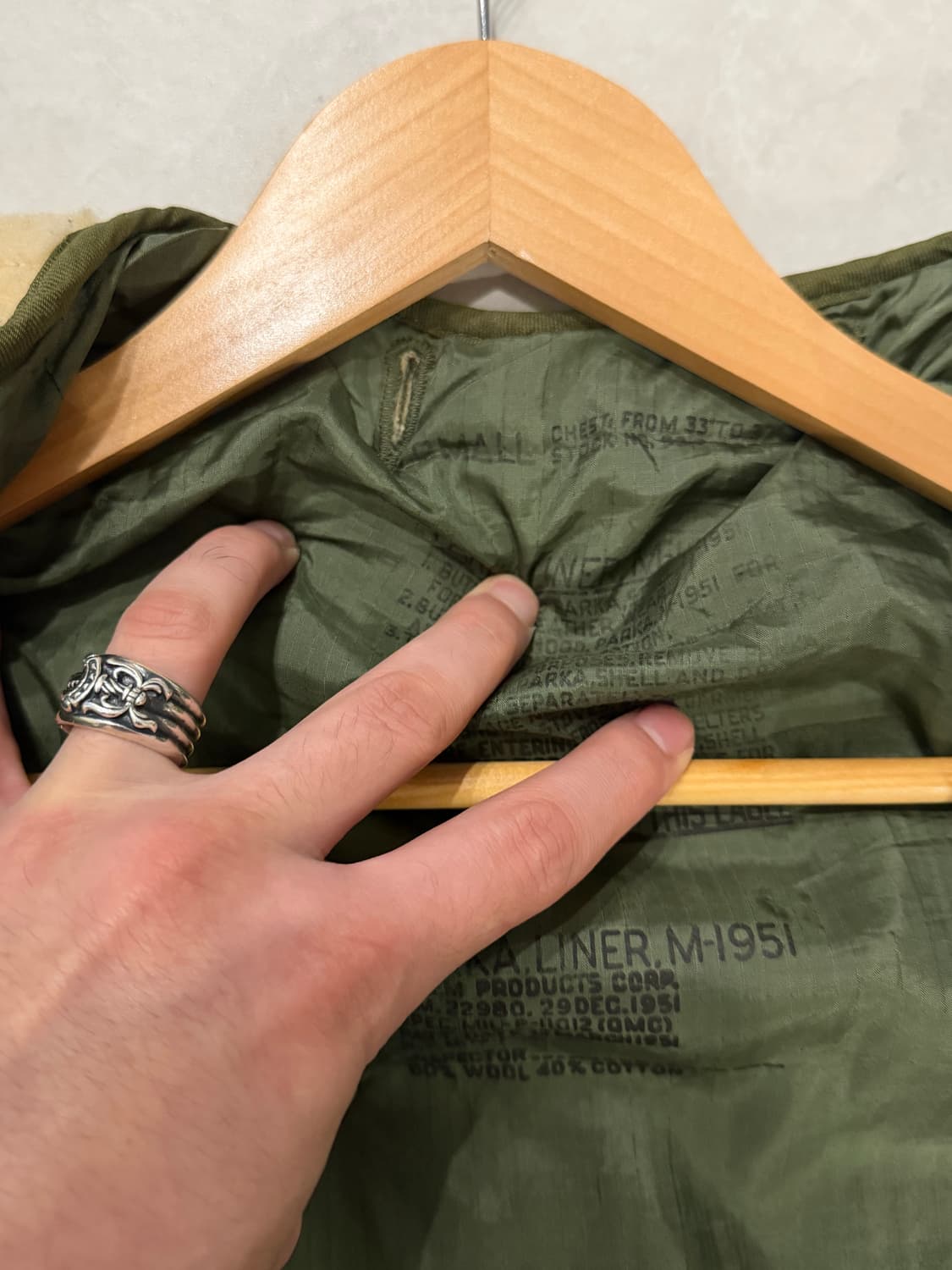 오리지날 M51 데드스탁급 양털내피 S  상품이미지3