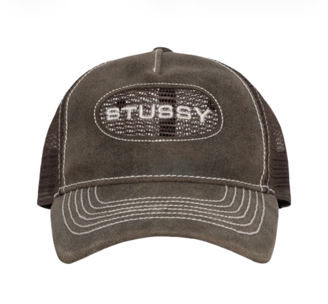 스투시 로우 프로 트러커 컷아웃 레더 스냅백 브라운 상품이미지1