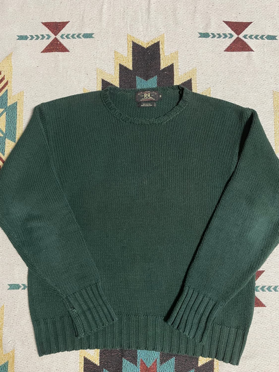 RRL 그린 코튼 스웨터(M) 상품이미지1