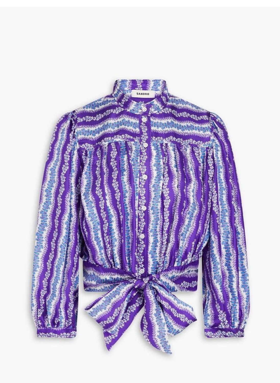 산드로 플로럴 패턴 리본 타이 블라우스 M사이즈 상품이미지1