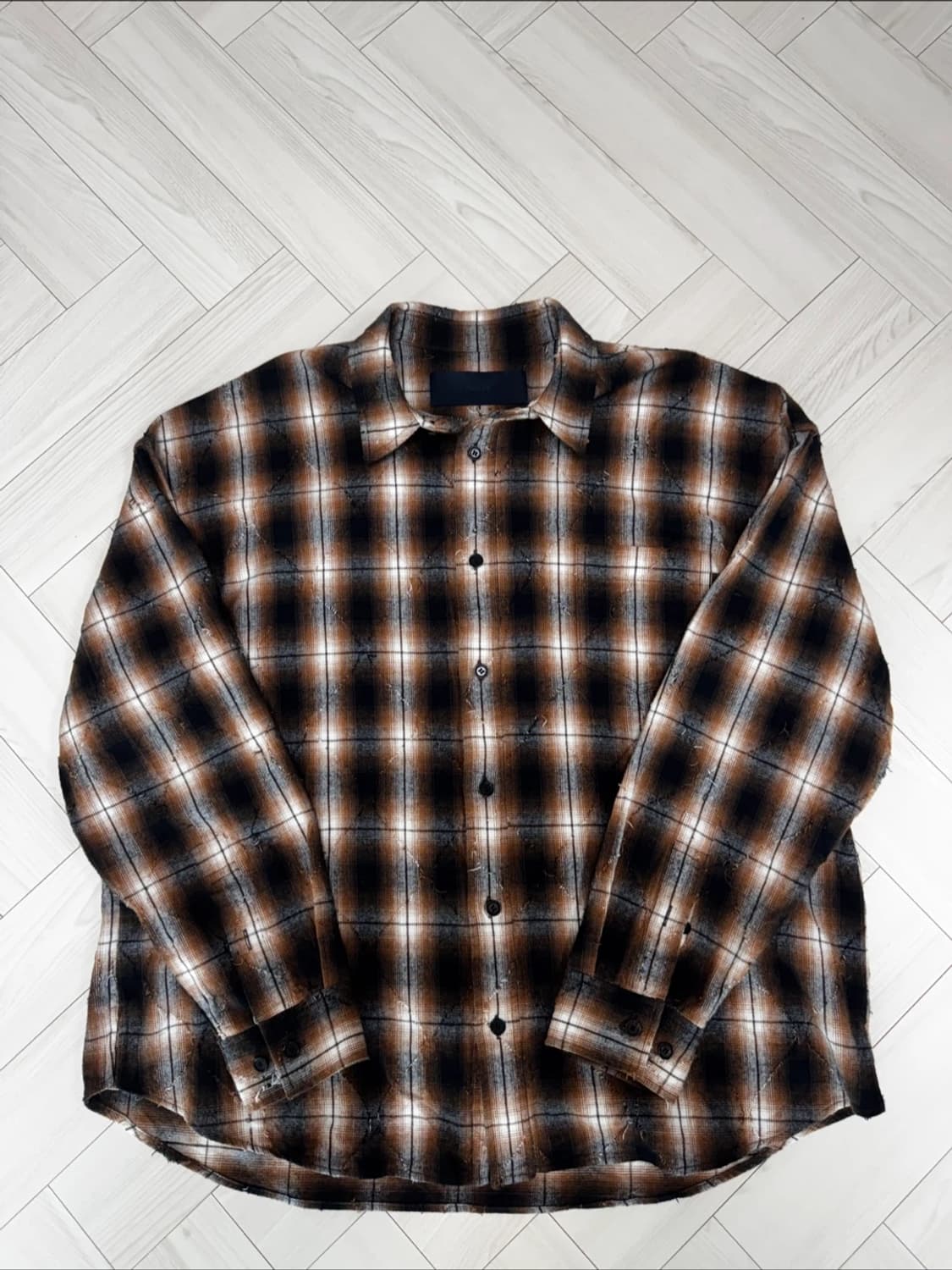 준지 아가일셔츠 브라운 46사이즈 상품이미지1