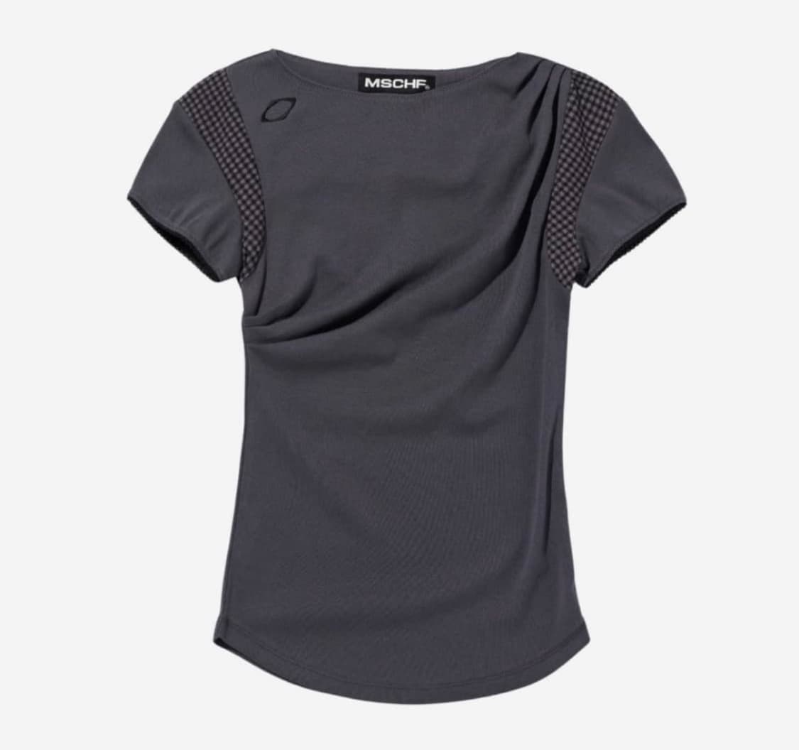미스치프 cowl check block top charcoal 상품이미지2