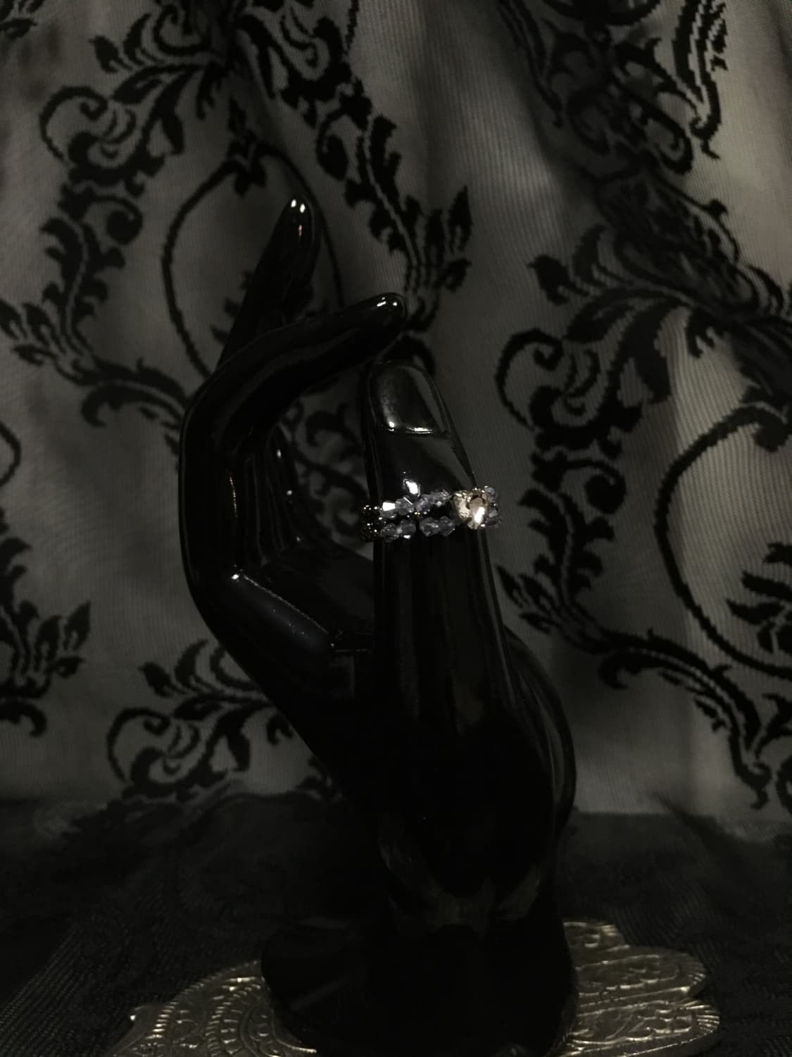 Vintage 스윙셋 레이어드 미니 하트 비즈 링 반지 그레이 블랙  상품이미지5