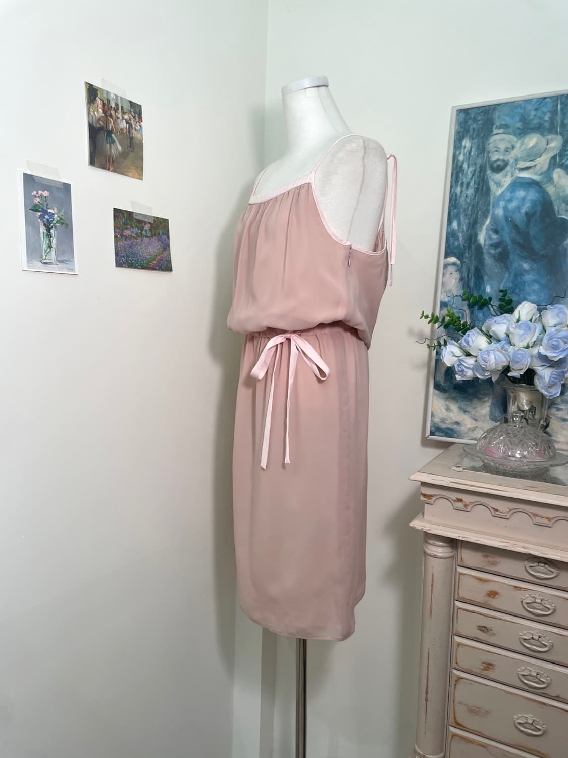 pink bow waist shirring chiffon opc 상품이미지2