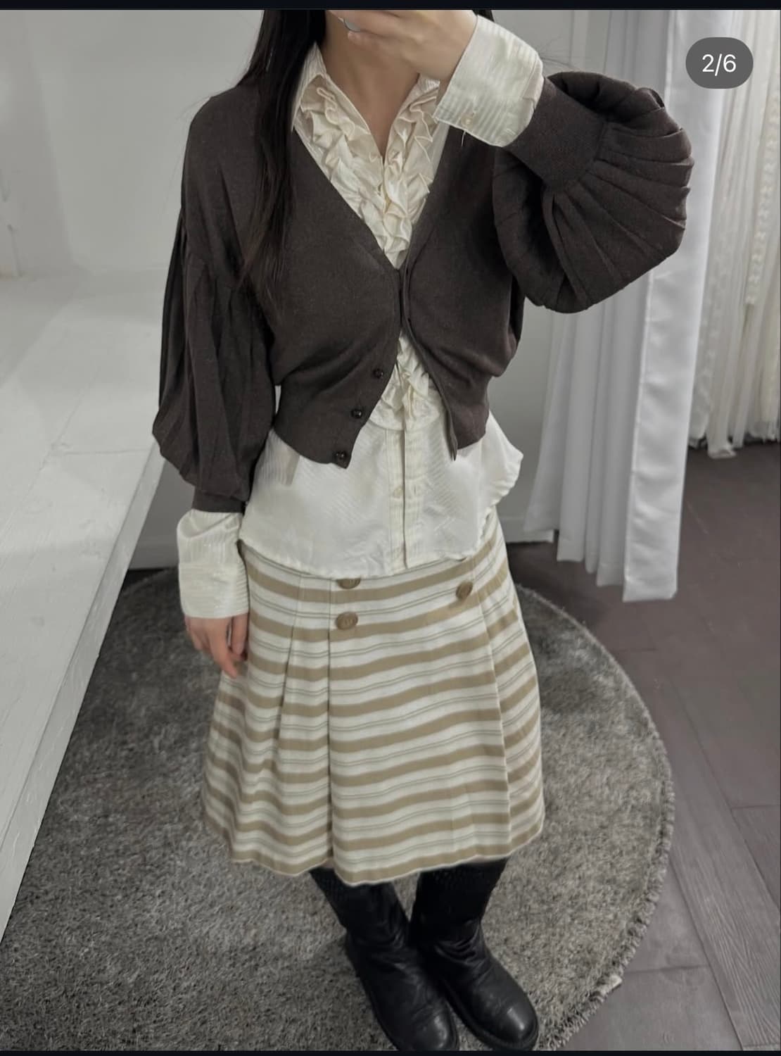 brown puff cardigan 상품이미지3