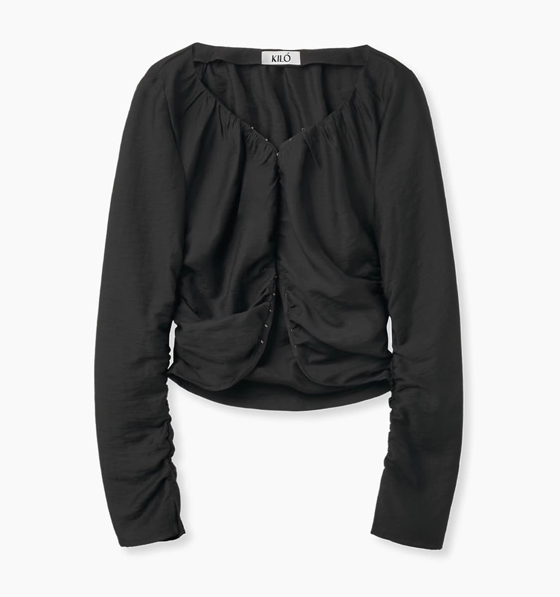 카일로 Kilo 후크 셔링 블라우스 블랙 상품이미지2