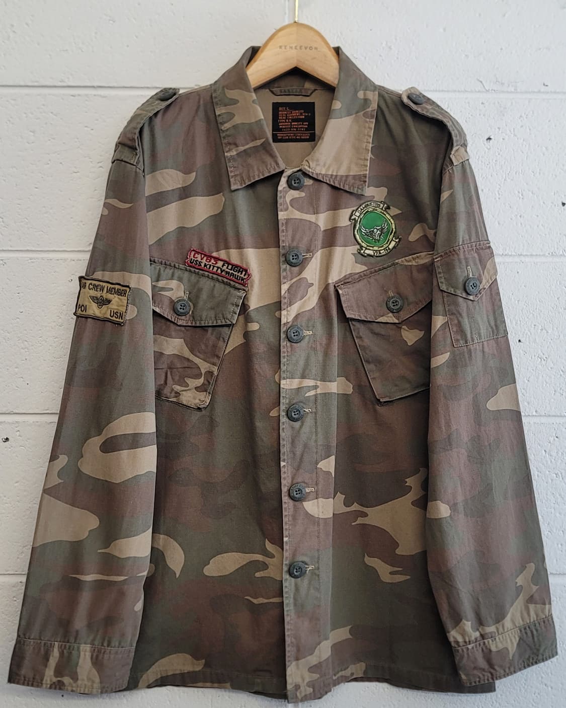 JPN 빈티지 Air Crew Member US Army 카모 셔츠헝자켓 상품이미지3