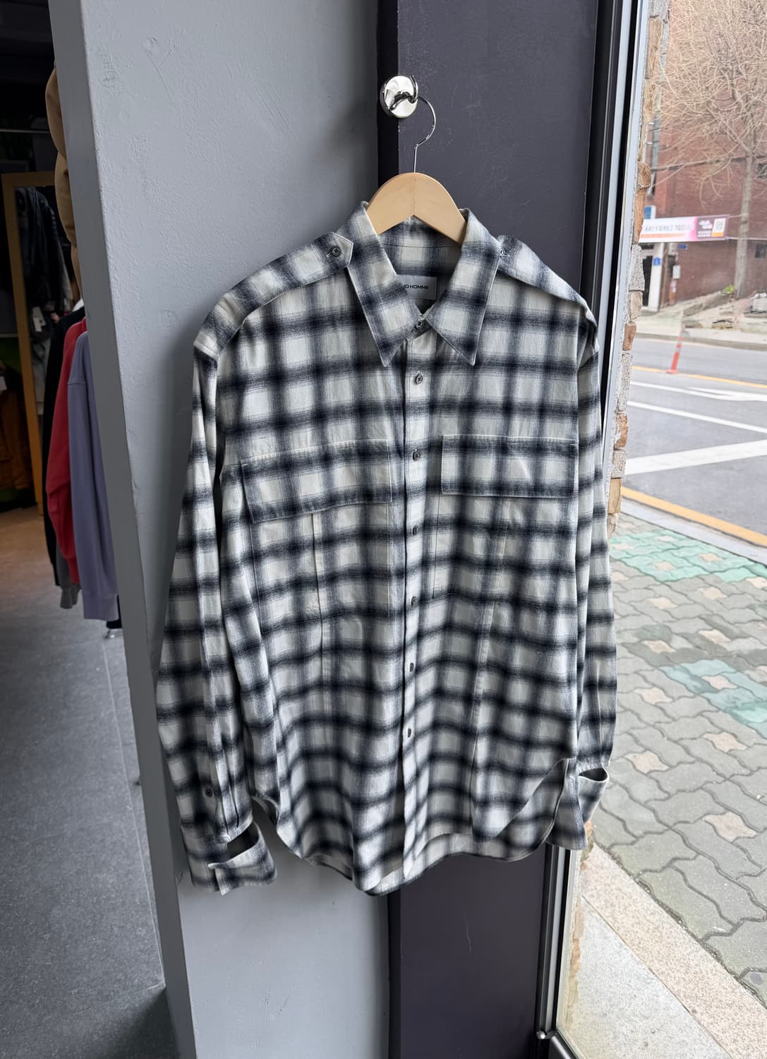 48/ 솔리드옴므 견장 디테일 플란넬 셔츠자켓 상품이미지3