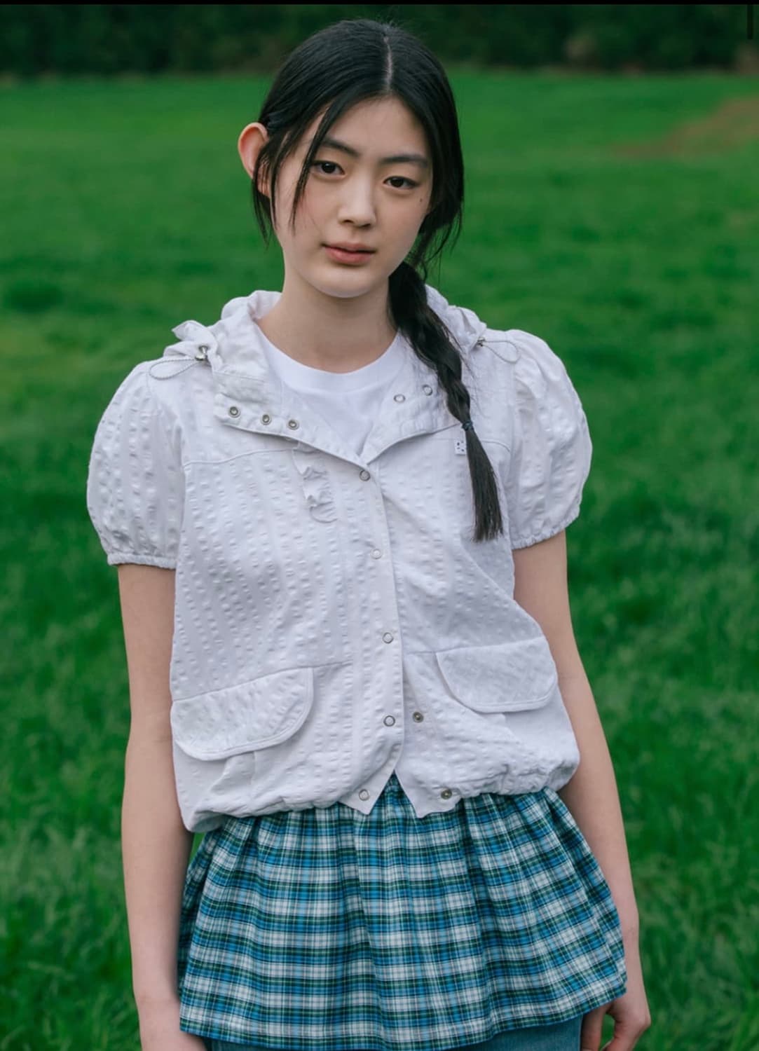 오헤시오 프릴 후드 후디드 하프 윈드브레이커 바람막이 상품이미지1