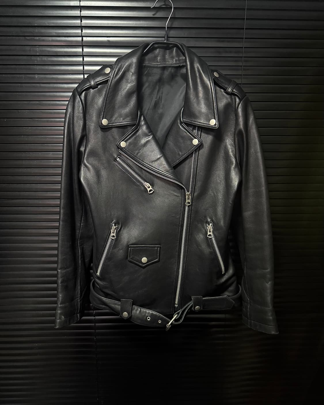 이태리 이탈리아 양가죽 램스킨 라이더 바이커 블랙 락시크 레더 자켓  상품이미지2