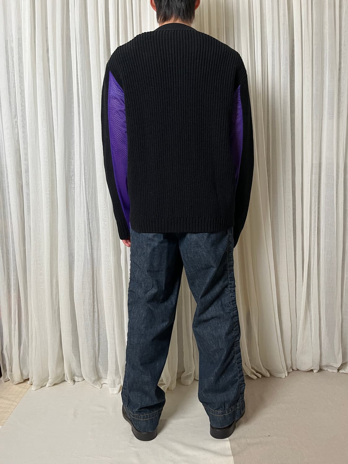 Kolor 메쉬패널 코튼 가디건 20aw 컬러 도킹 가디건 상품이미지8