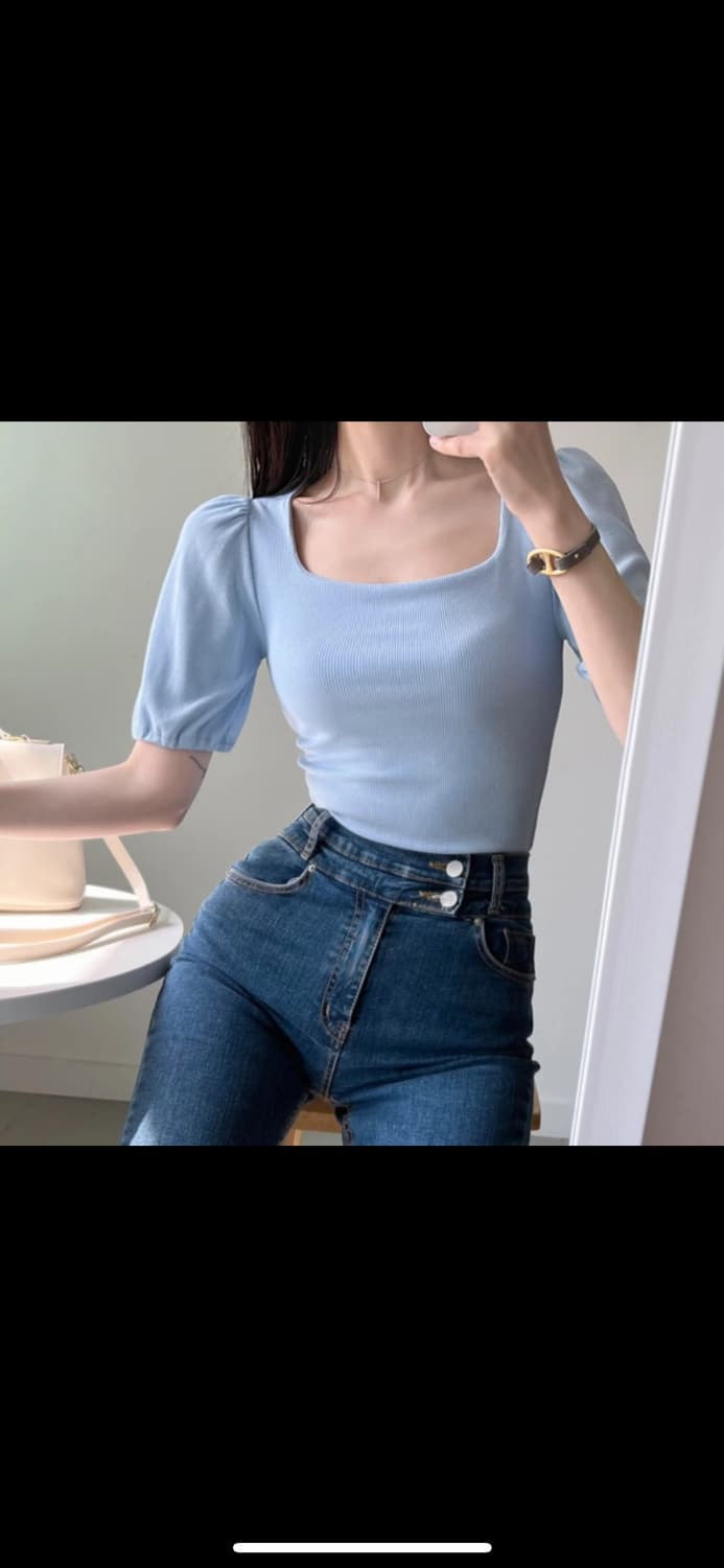 팔뚝살 커버 스퀘어넥 반팔 (핑크) 상품이미지1