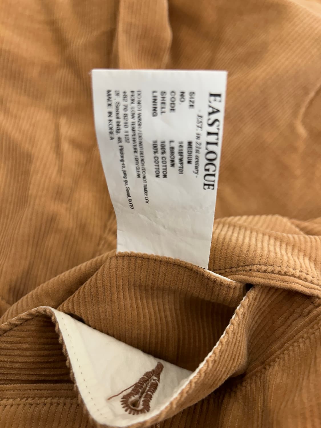 이스트로그 릴렉스핏 플리츠 코듀로이 트라우저 라이트 브라운 M 상품이미지4