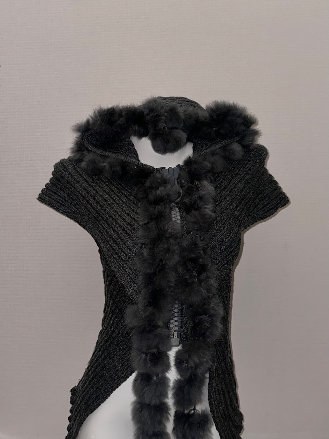 빈티지 퍼 니트 후드 집업 상품이미지1