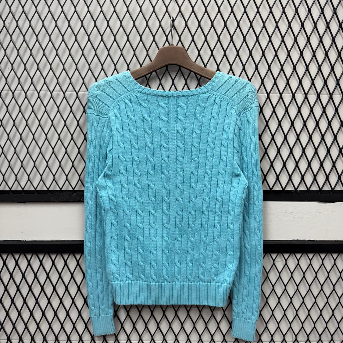 폴로 랄프로렌 케이블 니트 옐로우 포니 포인트 스카이블루 상품이미지2