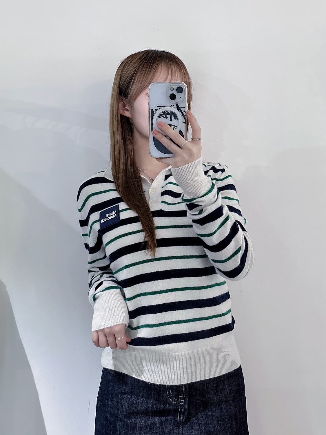 마르디 스트라이프 카라 니트 상품이미지1