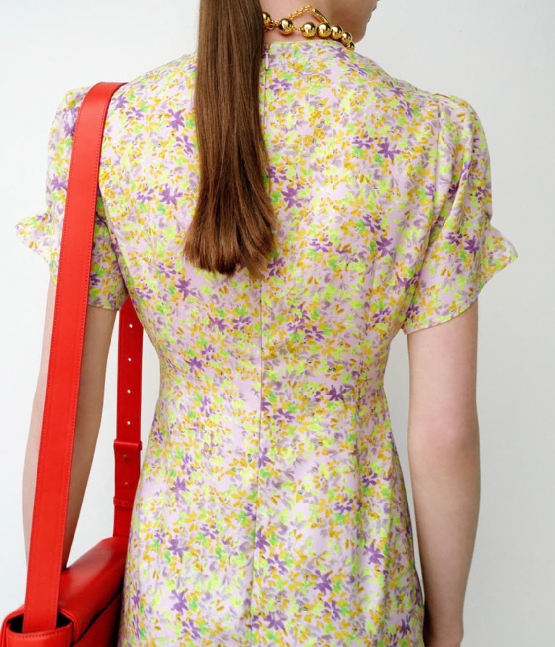 오르 플로럴 셔링 드레스 - xs, 롱 상품이미지4