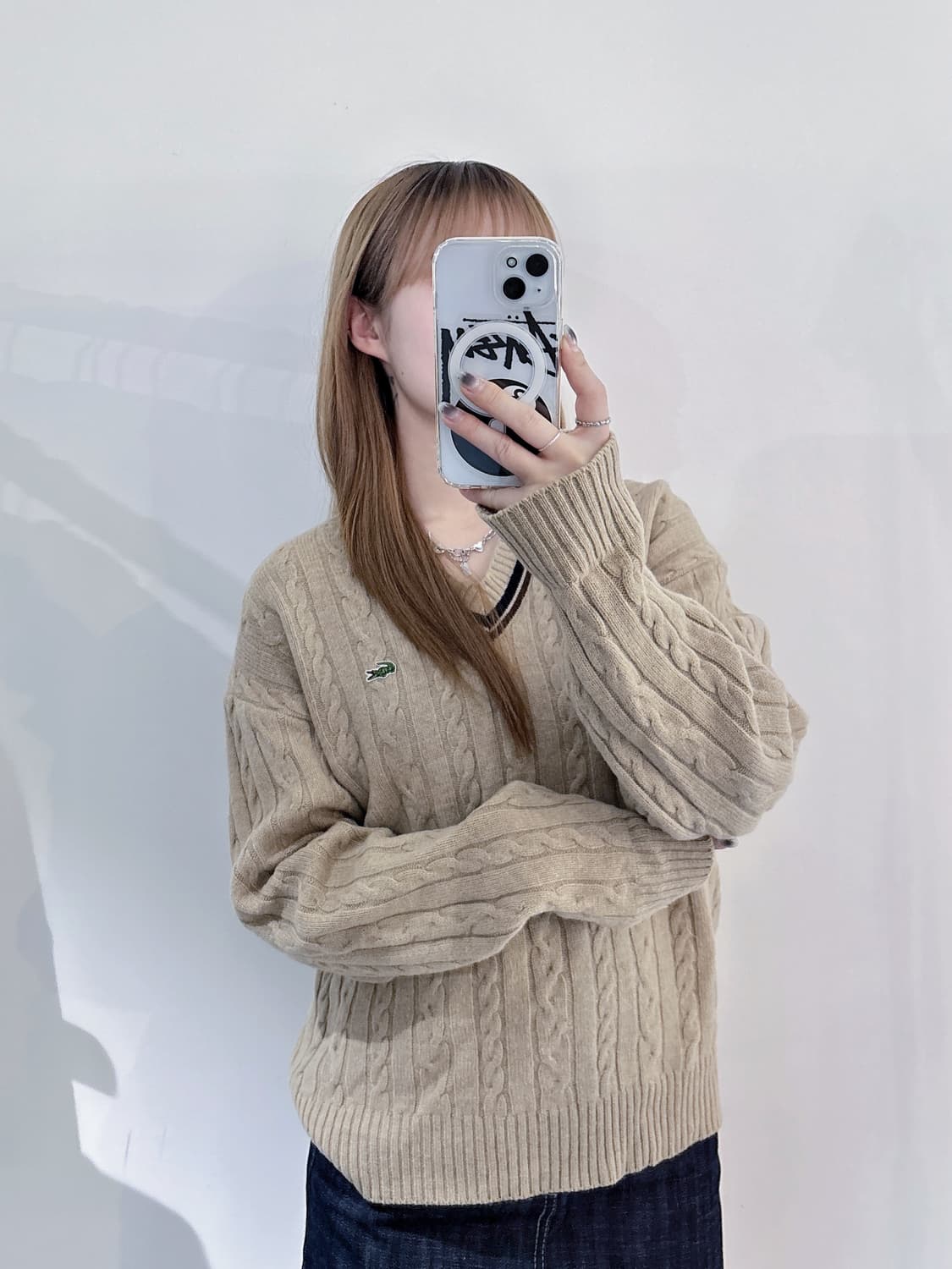 라코스테 브이넥 케이블 니트 상품이미지1