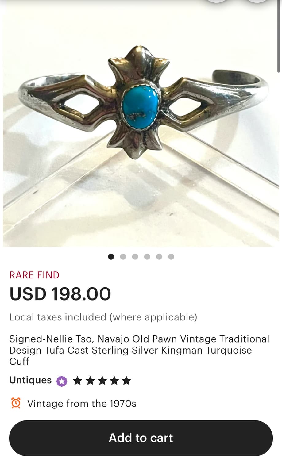 6-70s Navajo Silver Turquoise Bracelet 상품이미지8