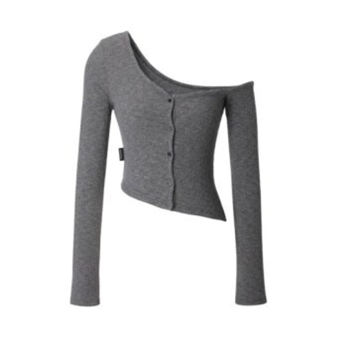 쓰리타임즈 원숄더 버튼 티 상품이미지1