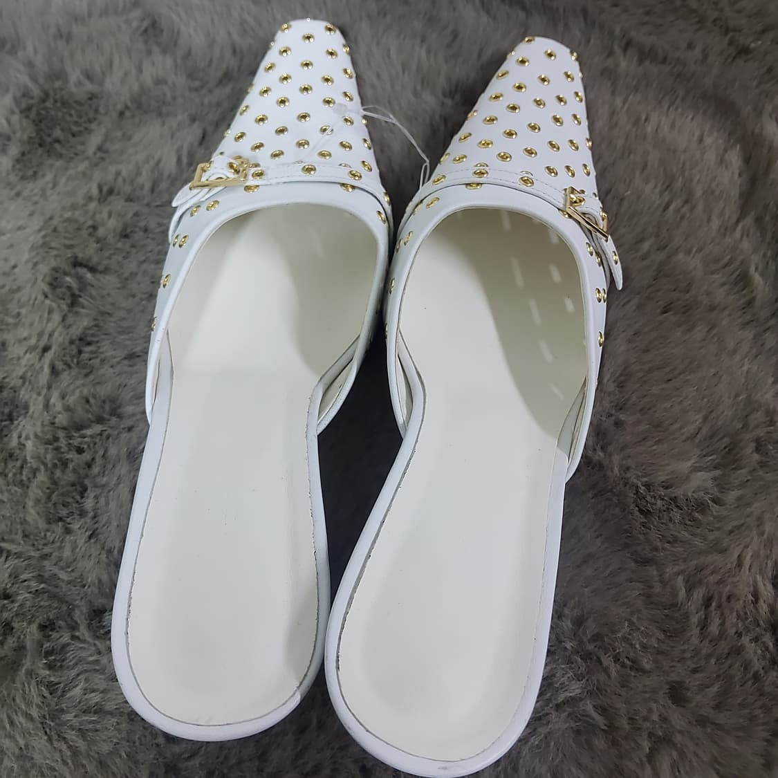 새상품 오르 orr 화이트 스터드 뮬 힐 샌들 35.5 225 상품이미지6