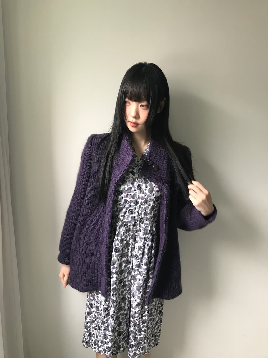 Highneck Button Knit Cardigan 상품이미지9