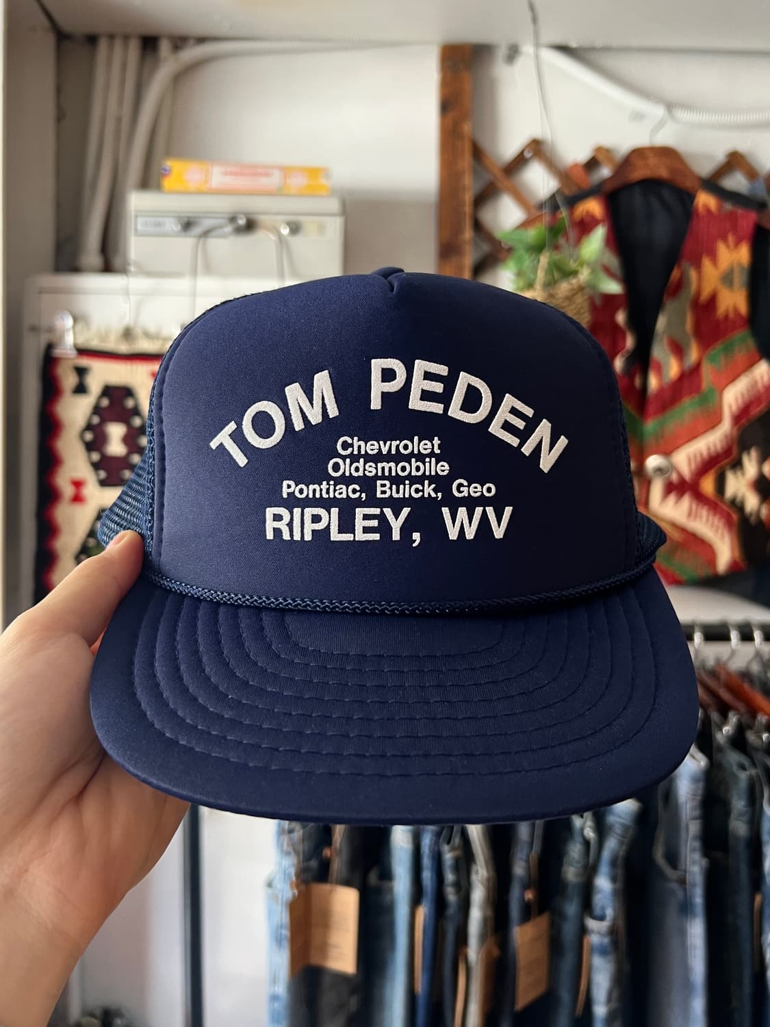 USA 빈티지 TOM PEDEN 네이비 트러커 캡 상품이미지1